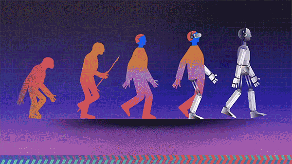 Animación reflexiva sobre la evolución