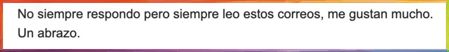 Otro mensaje de agradecimiento de lector