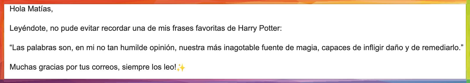 Mensaje que cita Harry Potter